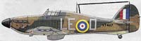 Baderův Hawker Hurricane Mk.I útvarového označení LE-D z doby, kdy Bader velel 242. stíhací peruti RAF