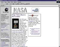 Internetové stránky americké vládní společnosti NASA