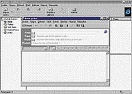 Poštovní program Outlook Express s oknem pro napsání nové zprávy - příklad poštovního programu, Outlook Express je součástí prohlížeče MS Internet Explorer