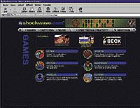 Stránka pro výběr hry na serveru www.shockwave.com 