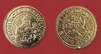 Rub a líc Jubilejní mince ABC 2000. Mince je replikou zlatého dukátu Karla IV.