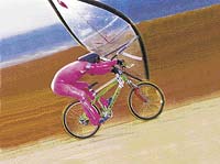 Chytíte-li dobrý vítr, vyveze vás toto okřídlené kolo i do strmého písčitého svahu bez jediného šlápnutí