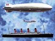 Největší vzducholoď - srovnejte velikost Hindenburgu, obrovského a stejně neblaze proslulého Titanicu a Boeingu 747
