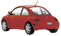 VW New Beetle - klasický plastikový model v měřítku 1:24 (výrobce Revell, počet dílů 63)