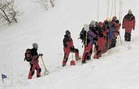 Zasypané osoby se hledají pomocí lavinových sond, zapichovaných hluboko do sněhu