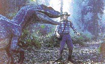 Do scény natočené v přírodě s živými herci se pomocí počítače postupně zakomponují modely dinosaurů