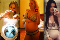 Selfie mánie těhotných: Slavné „kuličky“ si fotí břicha na záchodcích