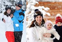 Andílci na sněhu: Nové fotky Kate, Williama a jejich malých Charlotte a George
