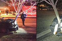 Namol opilá řidička jela v autě se zaseknutým stromem, do kterého nabourala