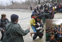 Nezastaví je ani rozvodněná řeka: Uprchlíci pokořili uzavřenou hranici