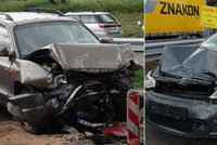 Auta na kusy a tři těžce zranění: K drsné nehodě došlo na dálnici D4