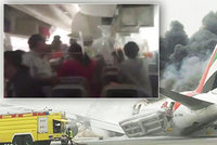 Panika a boj o život: Pasažér natočil video z hořícího boeingu v Dubaji
