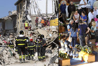 Rakve v tělocvičně, spuštěné vlajky: Zemětřesení v Itálii už má 290 obětí