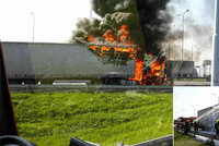 Děsivá nehoda na dálnici D1: Rumunský kamion lehl popelem