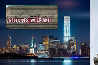 Na Soše svobody se objevil nápis „Uprchlíci, vítejte“. Autora hledá policie
