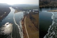 Nevídaná podívaná, ze které až „mrazí“: Pozdní zima zledovatěla soutok Berounky s Vltavou