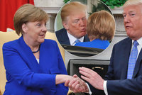 Trump v Bílém domě přijal Merkelovou. Políbil ji se zavřenýma očima