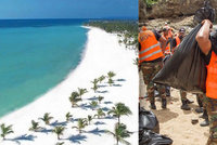 Oblíbenou pláž zaplavily odpadky. Stovky tun plastů v Karibiku uklízí i armáda