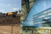 „Sci-fi lodě“ v Dejvicích? U Bořislavky rostou čtyři skleněné budovy, budou v nich kanceláře i obchody