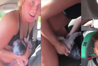 VIDEO: Do nemocnice to nestihli, žena porodila v autě před zraky dětí