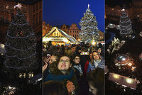 Problémy při rozsvícení stromu:  Chloubu Vánoc rozblikali až napotřetí a Staroměstské náměstí uzavřela policie