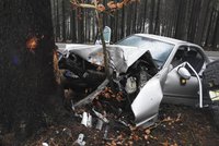 Opilý šofér na Chrudimsku „obmotal“ strom: Měl 1,6 promile a zákaz řízení do roku 2025