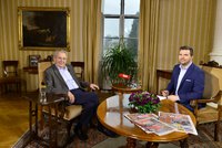 Prezident Zeman o zapálení muže na výročí Palacha i kauze Huawei: Přímý přenos z Lán