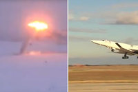 Muž natáčel přistání ruského bombardéru: Letoun se rozlomil a explodoval
