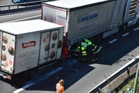 Vážná nehoda uzavřela D1 v Praze: Srazilo se nákladní auto s dodávkou, na místo letěl vrtulník