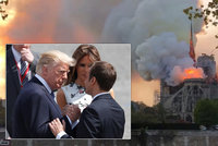 Zarmoucený Zeman, Babišova SMS a rady od Trumpa: Strašlivý požár Notre-Dame zděsil svět
