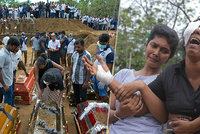 Při útocích na Srí Lance přišla o muže, dceru i syna: Zdrcená žena se zhroutila při pohřbu