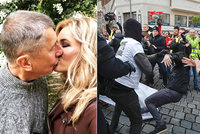 Babiš stihl políbit Moniku. A v Brně došlo na 1. máje k zatýkání i zranění policistů