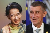 Babiš přijal barmskou vůdkyni Su Ťij. Na držitelku Nobelovy ceny čeká i Zeman