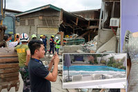 Zemětřesení rozhoupalo auto první dámy. Padající zeď zabila dívku na Filipínách