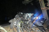 Mladý řidič (†19) v audi se zabil u Třeboně: Po srážce se stromem z auta zbyl jen šrot
