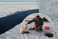 S rybáři se utrhla obří kra. O záchranu 600 lidí se pokouší vrtulníky a sněžné skútry