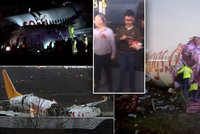 Letadlo se 177 lidmi se rozlomilo na tři kusy. Sjelo z ranveje na letišti v Istanbulu