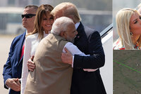 Trump se cestou do Indie obloukem vyhnul Brnu. Pak líbal Ivanku a objímal premiéra