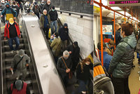 VIDEO: Takhle se dodržují opatření?! Lidé se mačkali v metru, v ranní špičce jezdilo po 10 minutách