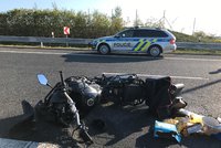 Smrtelná nehoda na Pražském okruhu. Motorka se celá rozsypala, řidítka skončila v krajnici