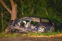 Tragická nehoda u Mochova v Praze-východ! Dva lidé zemřeli v autě po čelním nárazu do stromu