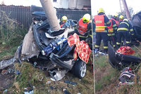 Tragédie v Jiříkově: Dva mladíci omotali auto kolem sloupu, na místě zemřeli
