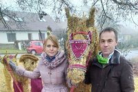 Petr a Martina se chlubí českým rekordem: Unikátní slámový betlém v Pozořicích má 56 figurín v životní velikosti