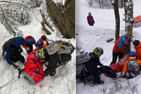 Mladíka v Jizerských horách zranil padající led: Vrtulník mu pomoci nemohl