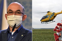 Blatný slíbil přetížené nemocnici vrtulníky nonstop a tři lékaře. Převozy do Německa dál odmítá