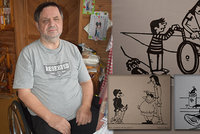 Kreslíř Milan (66) je po úrazu na vozíku a skoro nevidí: Zvládá to s humorem, kreslí vtipy