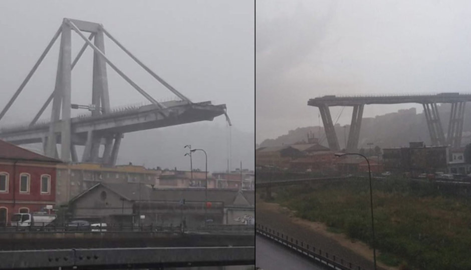 V Itálii se zřítil dálniční most: Nejméně 35 mrtvých
