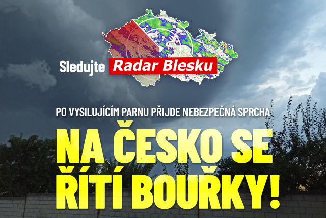 Po úmorných vedrech přijdou bouřky: Sledujte radar Blesku