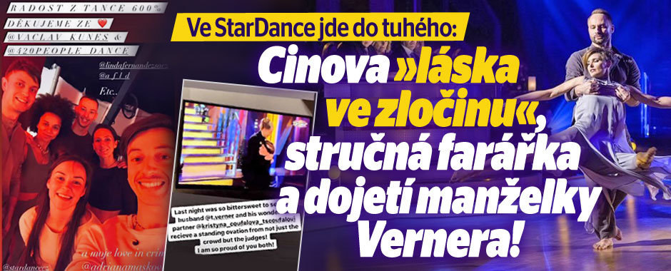Ve StarDance jde do tuhého: Cinova »láska ve zločinu«, stručná farářka a dojetí manželky Vernera! Ve StarDance jde do tuhého: Cinova »láska ve zločinu«, stručná farářka a dojetí manželky Vernera!